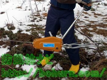 チルホールを使用した伐採方法（抜倒方向を変えて伐採する方法）