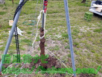 チェーンブロック三脚での吊り上げ